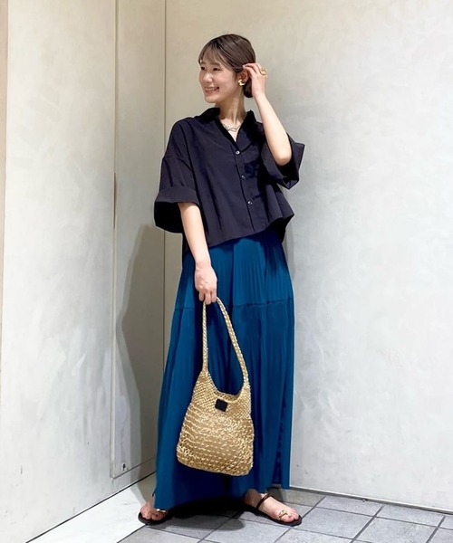Jines(ジネス)の「紫外線防止加工 ハーフスリーブボックスシャツ(シャツ/ブラウス・レディース・グレー系その他/キャメル・38)」の8枚目の写真