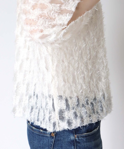 Jines（ジネス）の「フェザーチュールトップス（シャツ/ブラウス・レディース・アイボリー/ブラック・38）」の9枚目の写真