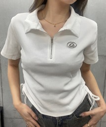 プレート付きスキッパーショート丈Tシャツ