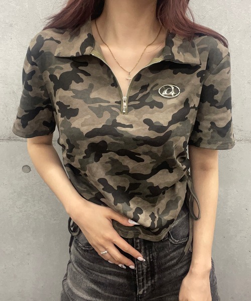 ROGER AND RAW（ロジャーアンドロウ）の「プレート付きスキッパークロップド丈Ｔシャツ（Tシャツ/カットソー・レディース・ブラック/ピンク/ホワイト/グレー/カーキ/チャコールグレー/ブラック系その他/オフホワイト/スミクロ・MEDIUM/LARGE）」の8枚目の写真