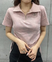 プレート付きスキッパーショート丈Tシャツ