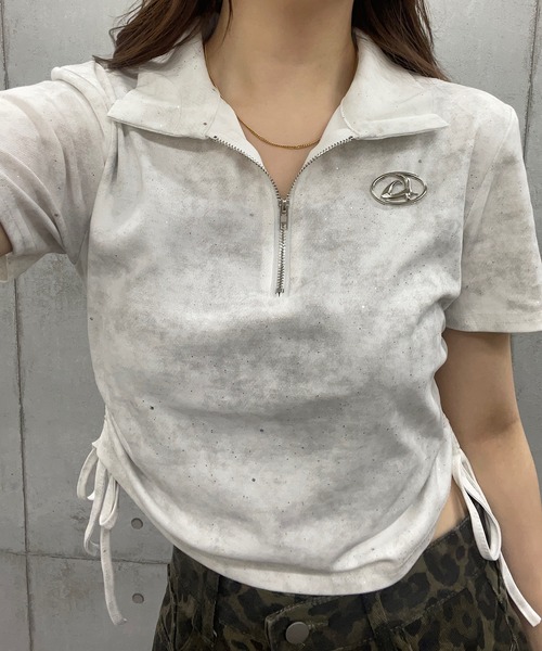 ROGER AND RAW（ロジャーアンドロウ）の「プレート付きスキッパークロップド丈Ｔシャツ（Tシャツ/カットソー・レディース・ブラック/ピンク/ホワイト/グレー/カーキ/チャコールグレー/ブラック系その他/オフホワイト/スミクロ・MEDIUM/LARGE）」の13枚目の写真