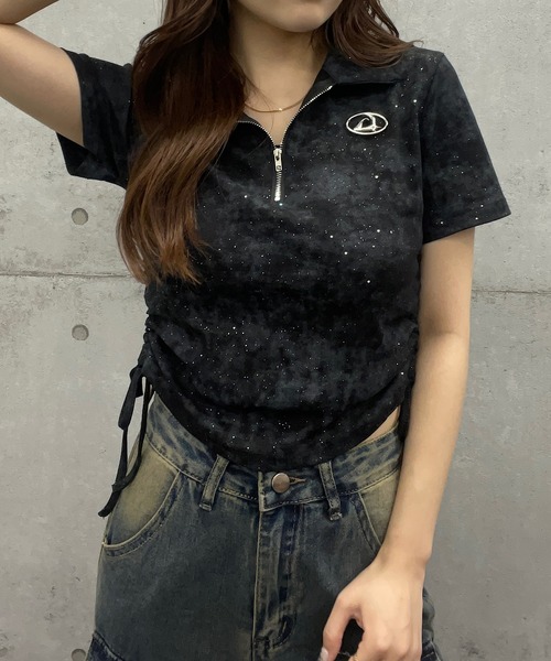 ROGER AND RAW（ロジャーアンドロウ）の「プレート付きスキッパークロップド丈Ｔシャツ（Tシャツ/カットソー・レディース・ブラック/ピンク/ホワイト/グレー/カーキ/チャコールグレー/ブラック系その他/オフホワイト/スミクロ・MEDIUM/LARGE）」の19枚目の写真