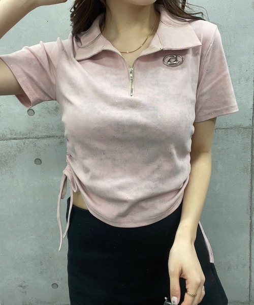 ROGER AND RAW（ロジャーアンドロウ）の「プレート付きスキッパークロップド丈Ｔシャツ（Tシャツ/カットソー・レディース・ブラック/ピンク/ホワイト/グレー/カーキ/チャコールグレー/ブラック系その他/オフホワイト/スミクロ・MEDIUM/LARGE）」の15枚目の写真