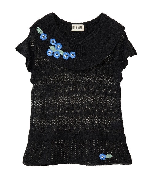 セール】ネモフィラモチーフ付きニットベスト（Tシャツ