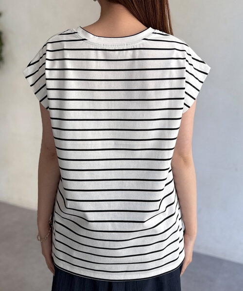 Chez toi（シェトワ）の「ランダムロゴフレンチスリーブT（Tシャツ/カットソー・レディース・アイボリー/ブラック/グレイッシュベージュ/オフホワイト・FREE）」の20枚目の写真