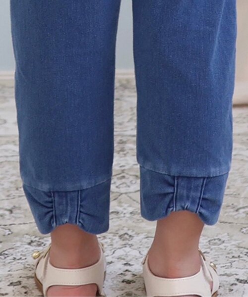 apres les cours（アプレレクール）の「【接触冷感】ひんやり後ろリボン/7days Style pants 8分丈_ジュニア対応（その他パンツ・キッズ・アイボリー/ブラック/インディゴブルー・140/130/120/110/100/90/80）」の9枚目の写真