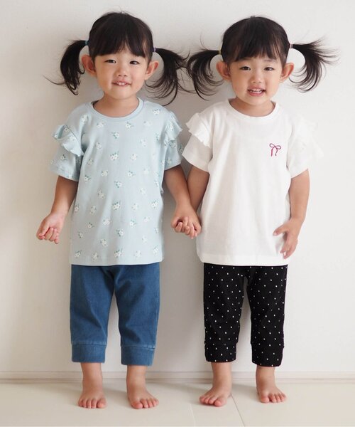 apres les cours（アプレレクール）の「【接触冷感】ひんやり後ろリボン/7days Style pants 8分丈_ジュニア対応（その他パンツ・キッズ・アイボリー/ブラック/インディゴブルー・140/130/120/110/100/90/80）」の10枚目の写真