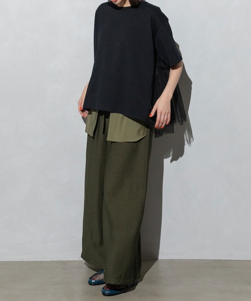 MARECHAL TERRE マルシャルテル  タックフレアTシャツ フレアデザイントップス（Tシャツ/カットソー）｜MARECHAL TERRE