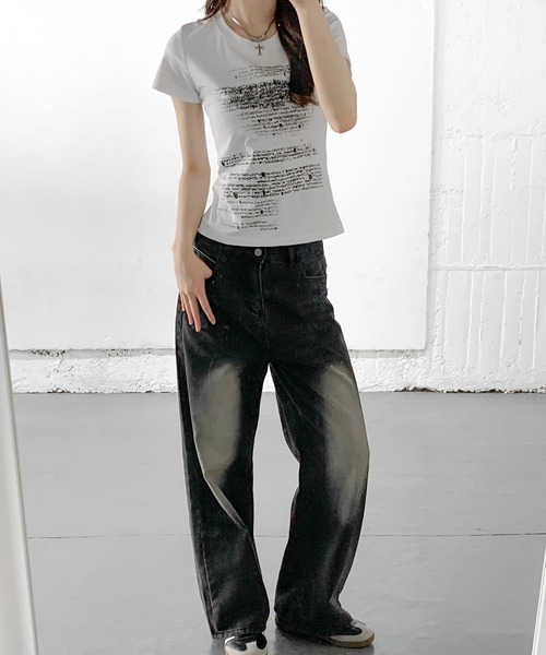 lilful(リルフル)の「フロントレタリングロゴ コンパクトTシャツ(Tシャツ/カットソー・レディース・ホワイト・M/S)」の8枚目の写真