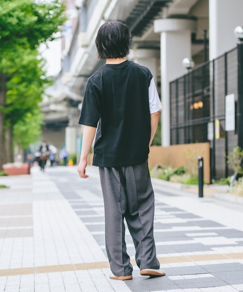 brknhome(ブロークンホーム)の「【BRKNHOME/ブロークンホーム】×【ZERO STAIN/ゼロステイン】コラボ 袖配色 クルーネック Tシャツ(Tシャツ/カットソー・メンズ・ブラック/ホワイト・LARGE/MEDIUM)」の13枚目の写真
