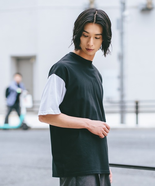 brknhome(ブロークンホーム)の「【BRKNHOME/ブロークンホーム】×【ZERO STAIN/ゼロステイン】コラボ 袖配色 クルーネック Tシャツ(Tシャツ/カットソー・メンズ・ブラック/ホワイト・LARGE/MEDIUM)」の19枚目の写真