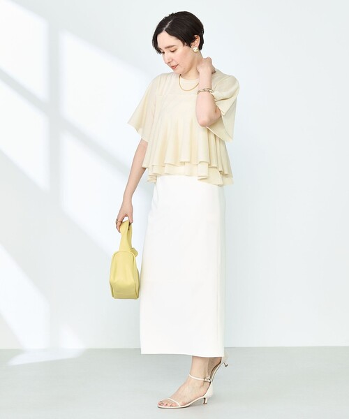 NOLLEY’S Sophi（ノーリーズソフィ）の「《セットアップ対応》ウォッシャブルマルチファンクションロングタイトスカート（スカート・レディース・ブラック/オフホワイト・38/36/34）」の5枚目の写真