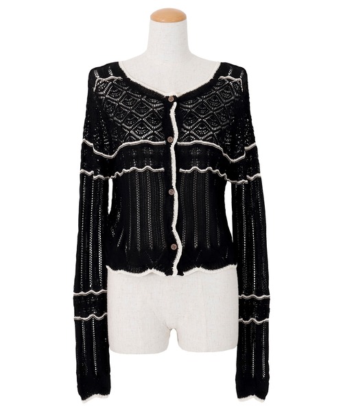 AMBIENT(アンビエント)の「クロシェニットカーディガン(カーディガン/ボレロ・レディース・オフホワイト/ブラック/ベージュ・FREE)」の5枚目の写真