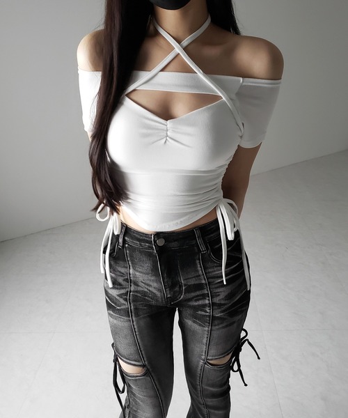トップス Ami ribbon tops SLY | 【LIMITED ITEM】MANYWAY RIBBON KNIT トップス (ニット