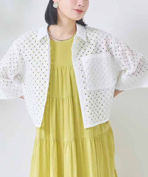 KATHARINE ROSS(キャサリンロス)の「【KATHARINE ROSS】コットンカットワークシャツ(シャツ/ブラウス・レディース・ホワイト/ブラック/ライトベージュ・MEDIUM)」の1枚目の写真