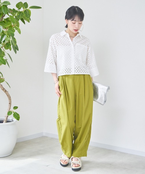 KATHARINE ROSS(キャサリンロス)の「【KATHARINE ROSS】コットンカットワークシャツ(シャツ/ブラウス・レディース・ホワイト/ブラック/ライトベージュ・MEDIUM)」の6枚目の写真