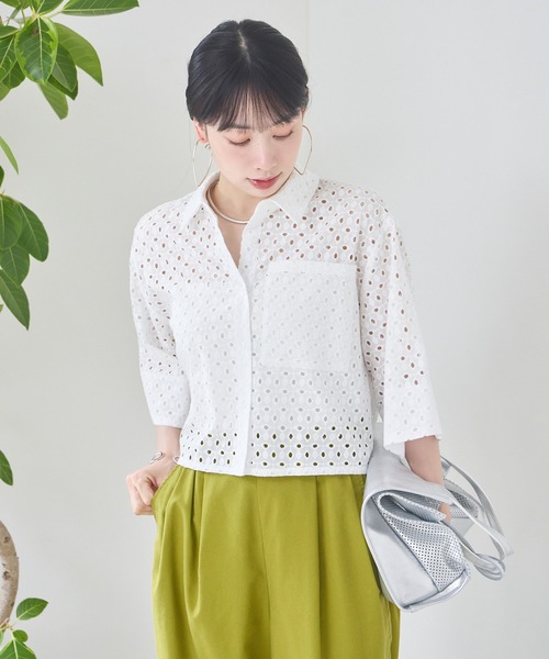 KATHARINE ROSS(キャサリンロス)の「【KATHARINE ROSS】コットンカットワークシャツ(シャツ/ブラウス・レディース・ホワイト/ブラック/ライトベージュ・MEDIUM)」の8枚目の写真