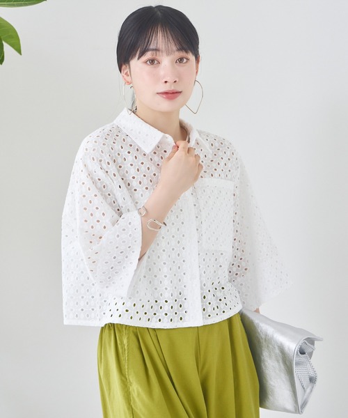 KATHARINE ROSS(キャサリンロス)の「【KATHARINE ROSS】コットンカットワークシャツ(シャツ/ブラウス・レディース・ホワイト/ブラック/ライトベージュ・MEDIUM)」の9枚目の写真