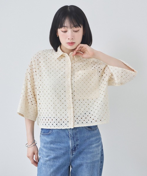 KATHARINE ROSS(キャサリンロス)の「【KATHARINE ROSS】コットンカットワークシャツ(シャツ/ブラウス・レディース・ホワイト/ブラック/ライトベージュ・MEDIUM)」の21枚目の写真