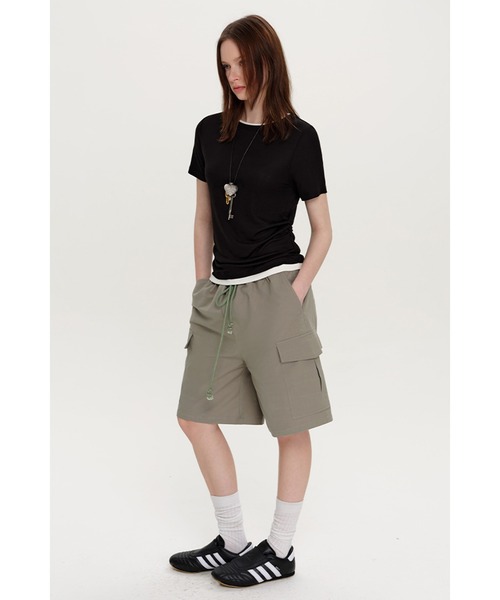 レイヤードデザイン サイドギャザー 半袖Tシャツ FX25S288【Fano
