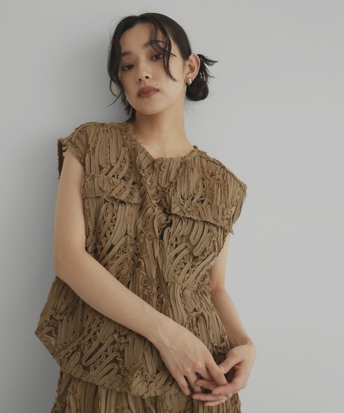 z604 【アピースオブライブラリー】リネンストライプベスト　日本製　レディース UNITED ARROWS｜ストライプ レース ベスト | Rakuten Fashion