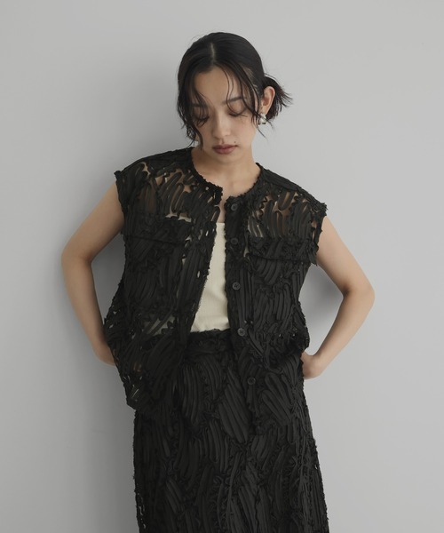 美品 Rossa インポートローサ レース メッシュ シアーベスト ジレ 刺繍レース シアーベスト（ベスト）｜hellam（へラム）の