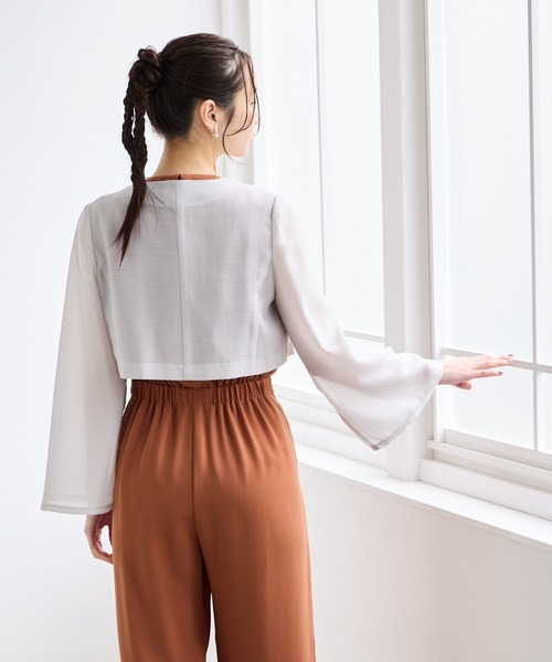 AIMER（エメ）の「ショールカラーシアージャケット（その他アウター・レディース・ライトグレー/ベージュ・MEDIUM）」の8枚目の写真