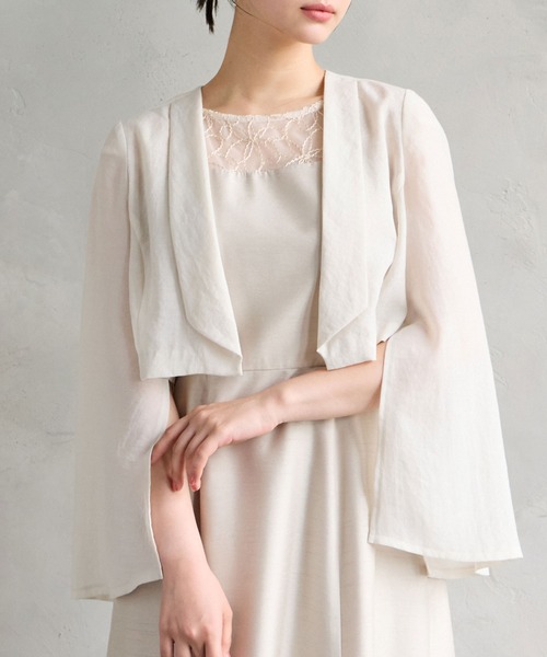 AIMER（エメ）の「ショールカラーシアージャケット（その他アウター・レディース・ライトグレー/ベージュ・MEDIUM）」の3枚目の写真