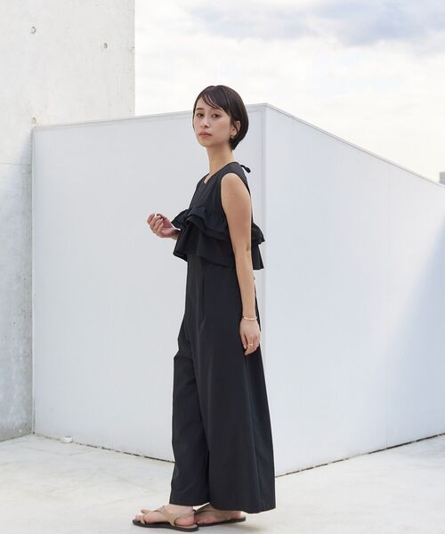 ラッフルデザインストレッチオールインワン 【低身長・小柄女性