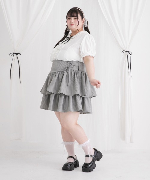DearMyLoveWhip（ディアマイラブホイップ）の「【大きいサイズ】丸襟クラシカルガーリーブラウス（シャツ/ブラウス・レディース・ブラック/ホワイト/チェック・5L/4L/6L）」の13枚目の写真