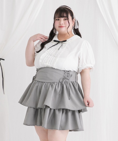 DearMyLoveWhip（ディアマイラブホイップ）の「【大きいサイズ】丸襟クラシカルガーリーブラウス（シャツ/ブラウス・レディース・ブラック/ホワイト/チェック・5L/4L/6L）」の16枚目の写真