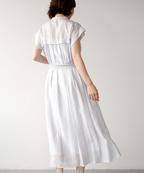 Jines(ジネス)の「シアードビーストライプシャツワンピース(ワンピース・レディース・ホワイト/ベージュ・38)」の8枚目の写真