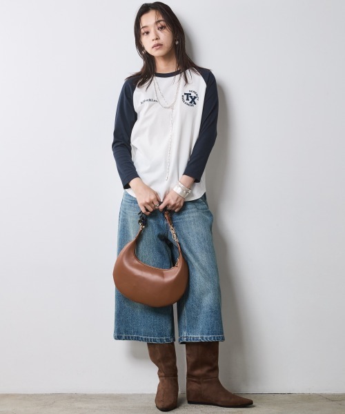 CHIC STYLE（シックスタイル）の「8分袖配色ラグランスリーブTシャツ＜大きいサイズ有＞シックスタイル（Tシャツ/カットソー・レディース・グレー系/ホワイト系・5L/4L/3L/LL/L/M）」の7枚目の写真