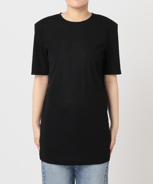 plage SQUARE SHOULDER Tシャツ カラー ブラック プラージュ Plage 《予約》SQUARE SHOULDER H/S Tシャツ