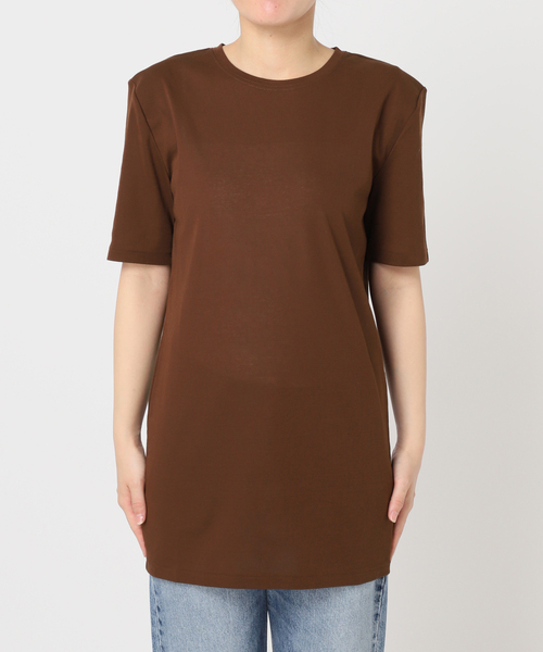 新品タグ付きPlage SQUARE SHOULDER H/S TEE ブラウン SQUARE SHOULDER H/S Tシャツ（Tシャツ／カットソー）｜Plage