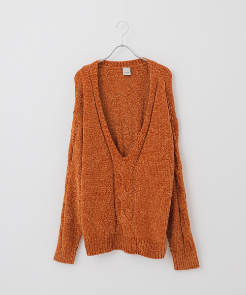 B.C STOCK(ベーセーストック)の「【Deux Allures/ドゥ アリュール】モールケーブルニット(ニット/セーター・メンズ・ダークグリーン/ネイビー/オレンジ/チャコールグレー・FREE)」の4枚目の写真