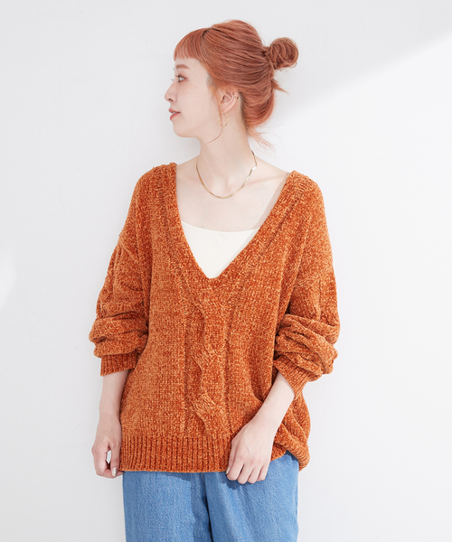 B.C STOCK(ベーセーストック)の「【Deux Allures/ドゥ アリュール】モールケーブルニット(ニット/セーター・メンズ・ダークグリーン/ネイビー/オレンジ/チャコールグレー・FREE)」の8枚目の写真