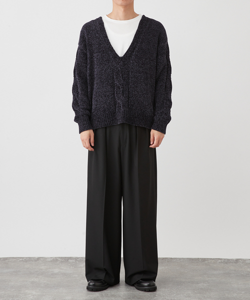 B.C STOCK(ベーセーストック)の「【Deux Allures/ドゥ アリュール】モールケーブルニット(ニット/セーター・メンズ・ダークグリーン/ネイビー/オレンジ/チャコールグレー・FREE)」の11枚目の写真