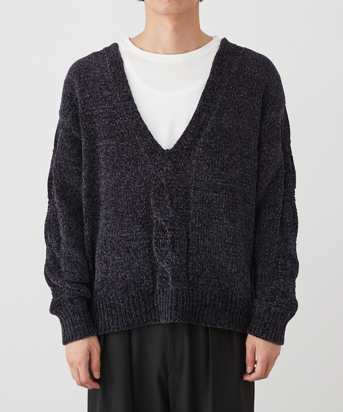 B.C STOCK(ベーセーストック)の「【Deux Allures/ドゥ アリュール】モールケーブルニット(ニット/セーター・メンズ・ダークグリーン/ネイビー/オレンジ/チャコールグレー・FREE)」の12枚目の写真