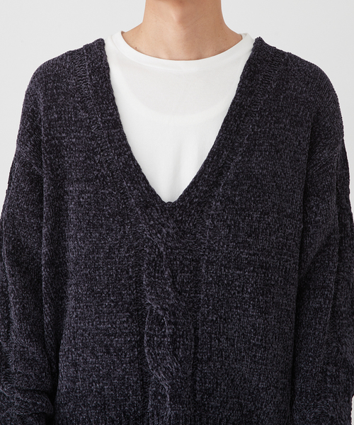 B.C STOCK(ベーセーストック)の「【Deux Allures/ドゥ アリュール】モールケーブルニット(ニット/セーター・メンズ・ダークグリーン/ネイビー/オレンジ/チャコールグレー・FREE)」の15枚目の写真