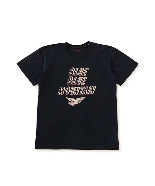 BLUE BLUE(ブルーブルー)の「BLUE BLUE MOUNTAIN ショートスリーブTシャツ(Tシャツ/カットソー・メンズ・ホワイト/ネイビー・S/M/L/XL)」の2枚目の写真