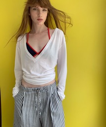 LONSLAN（ロンスラン）の「【LONSLAN】ディープVネック セミシアーカットソー CHLONW25a008（Tシャツ/カットソー）」