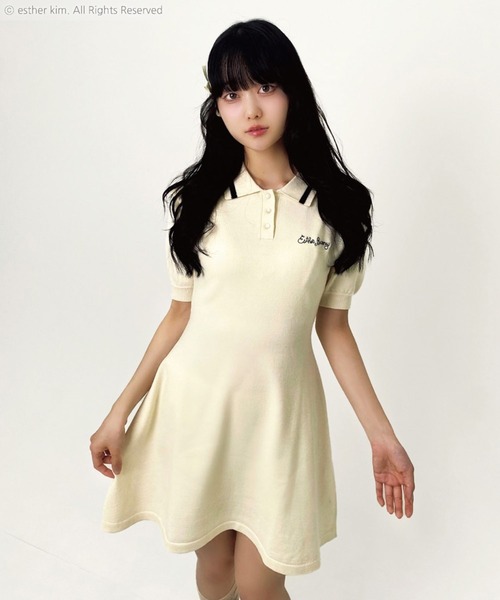 SPINNS（スピンズ）の「【入荷禁止】『エスターバニー』半袖ニットポロワンピ（ワンピース・レディース・アイボリー/グレー・ONESIZE）」の11枚目の写真