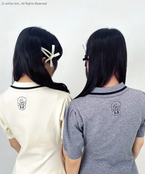 SPINNS（スピンズ）の「【入荷禁止】『エスターバニー』半袖ニットポロワンピ（ワンピース・レディース・アイボリー/グレー・ONESIZE）」の10枚目の写真