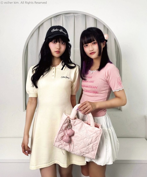 SPINNS（スピンズ）の「【入荷禁止】『エスターバニー』半袖ニットポロワンピ（ワンピース・レディース・アイボリー/グレー・ONESIZE）」の5枚目の写真