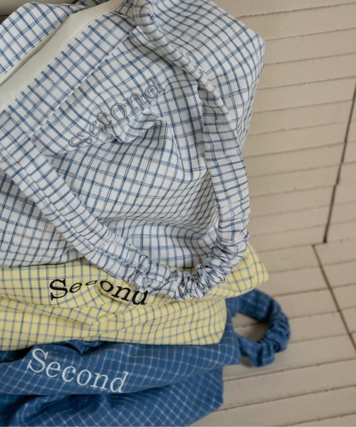 lawgy（ラウジー）の「handle gather check tote bag / ハンドルギャザーチェックトートバッグ（トートバッグ・レディース・ホワイト/ブルー/イエロー・FREE）」の22枚目の写真