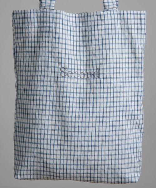 lawgy（ラウジー）の「handle gather check tote bag / ハンドルギャザーチェックトートバッグ（トートバッグ・レディース・ホワイト/ブルー/イエロー・FREE）」の7枚目の写真