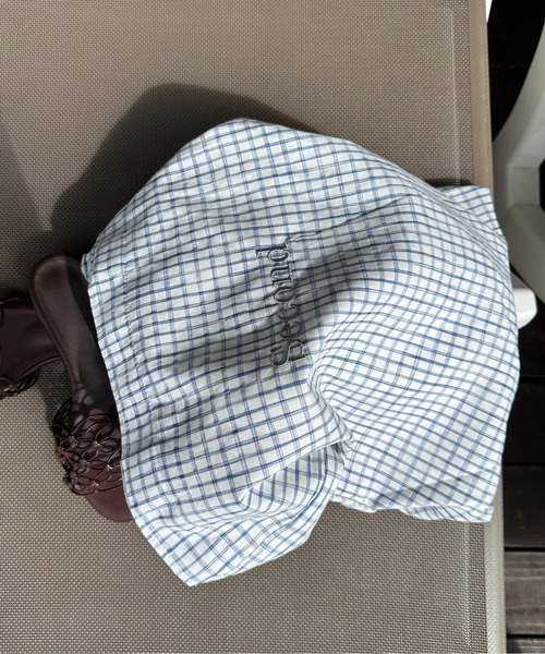 lawgy（ラウジー）の「handle gather check tote bag / ハンドルギャザーチェックトートバッグ（トートバッグ・レディース・ホワイト/ブルー/イエロー・FREE）」の9枚目の写真