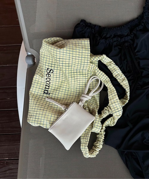 lawgy（ラウジー）の「handle gather check tote bag / ハンドルギャザーチェックトートバッグ（トートバッグ・レディース・ホワイト/ブルー/イエロー・FREE）」の18枚目の写真